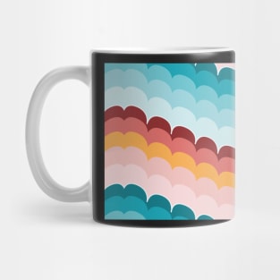 Bargello scallop waves turquoise coral Mug